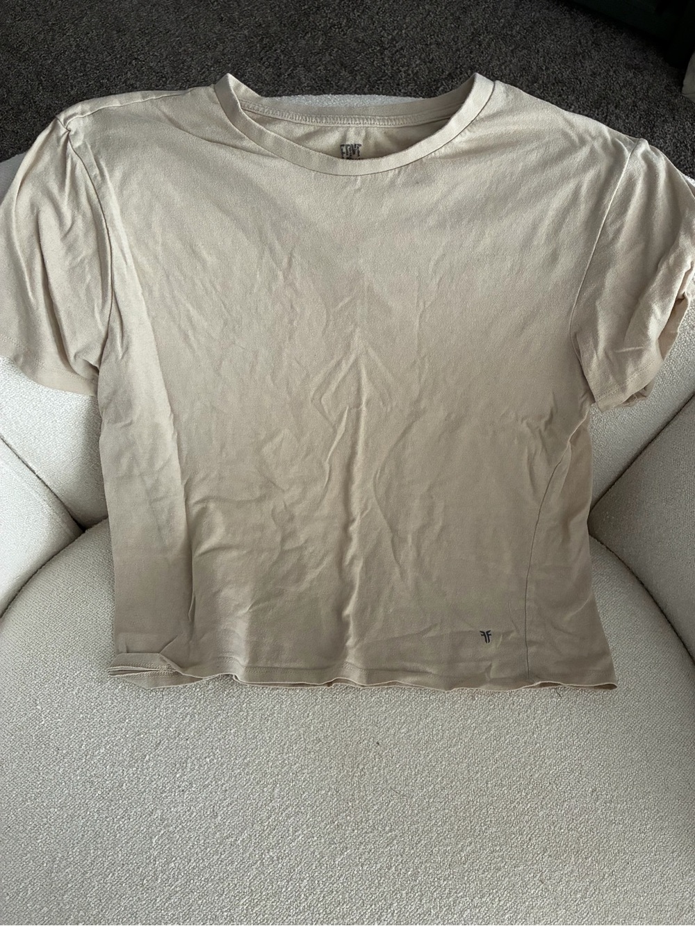 Frye Cream Short-Sleeve Crew Tee